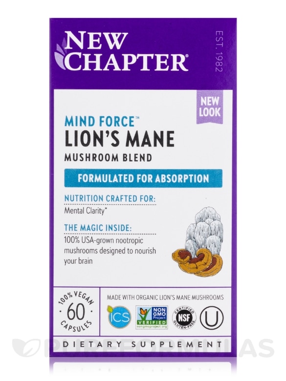 Mind Force™ Lion’s Mane Mushroom Blend - 60 Vegan Capsules - Alternate View 3