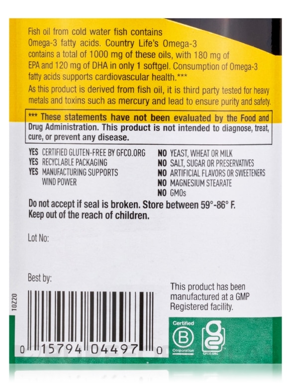 Omega-3 1000 mg Fish Oil - 100 Softgels - Alternate View 4