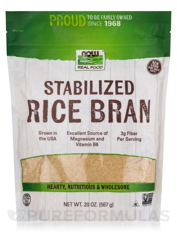 NOW Real Food® - Stabilized Rice Bran - 20 oz (567 Grams)