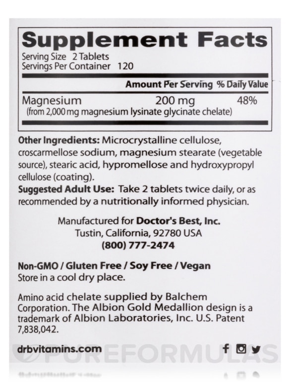 High Absorption Magnesium 100 mg - 240 Tablets - Alternate View 3