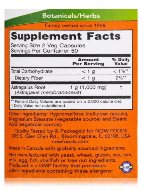 Astragalus 500 mg - 100 Capsules - Alternate View 3