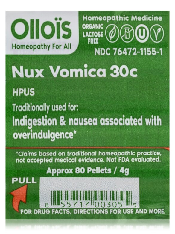 Organic, Lactose-Free Nux Vomica 30c - 80 Pellets - Alternate View 4