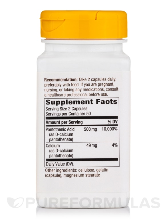 Pantothenic Acid (Vitamin B5) - 100 Capsules - Alternate View 1