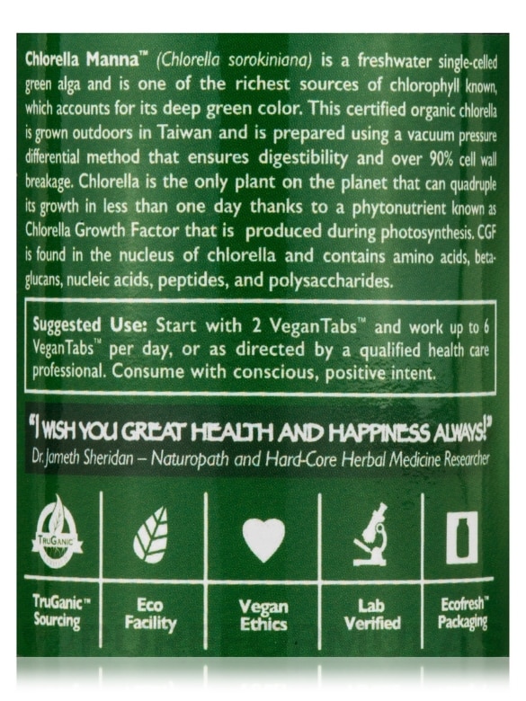 Chlorella Manna™ - 400 VeganTabs™ - Alternate View 5