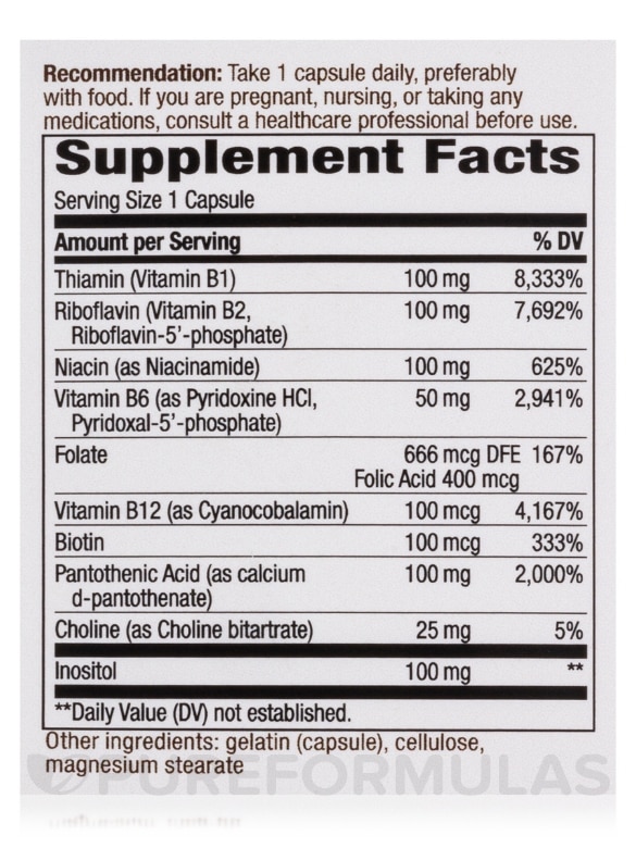 B-100 Complex with B2 Coenzyme - 100 Capsules - Alternate View 4