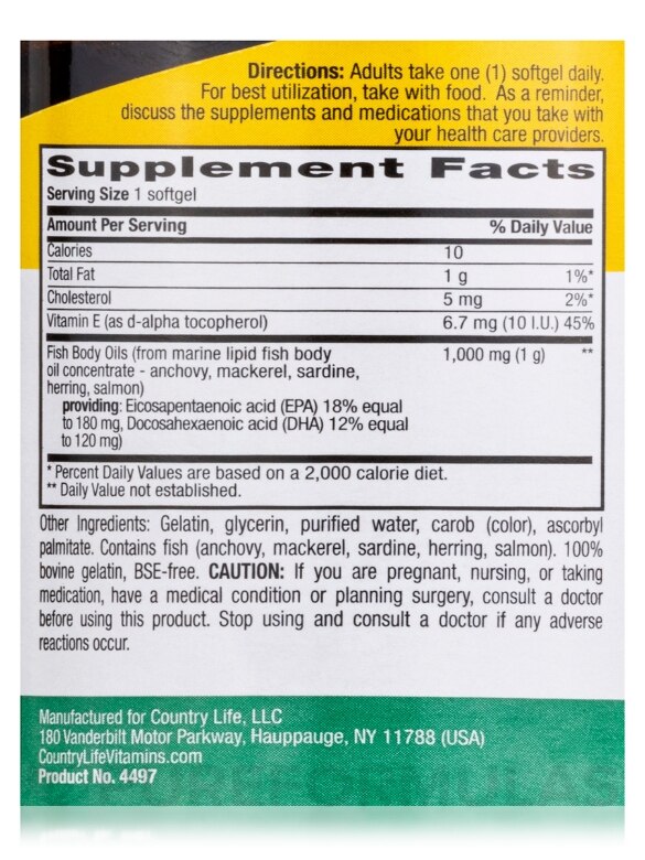 Omega-3 1000 mg Fish Oil - 100 Softgels - Alternate View 3