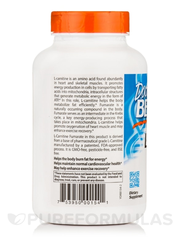 L-Carnitine Fumarate with Biosint™ Carnitines 855 mg - 180 Veggie Capsules - Alternate View 2