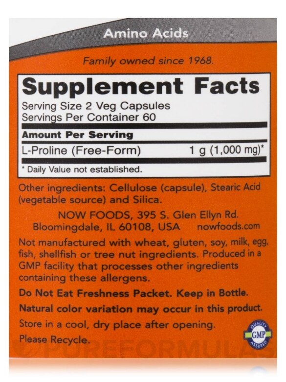 L-Proline 500 mg - 120 Veg Capsules - Alternate View 3