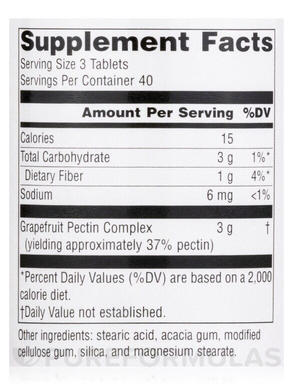Grapefruit Pectin 1000 mg - 120 Tablets - Alternate View 4