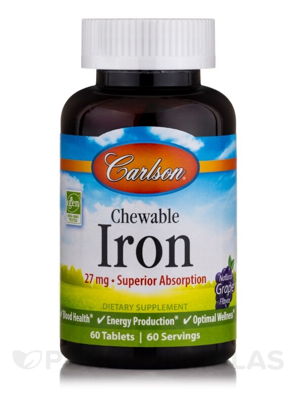 Chewable Iron 27 mg, Natural Grape Flavor - 60 Tablets