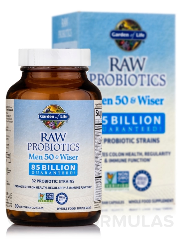 Raw Probiotics Men 50 & Wiser - 90 Vegetarian Capsules - Alternate View 1
