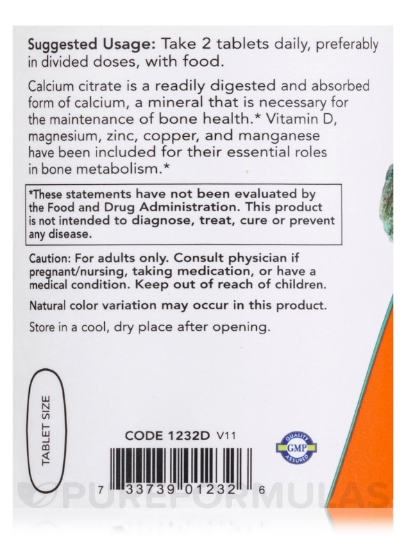 Calcium Citrate Tablets - 250 Tablets - Alternate View 4