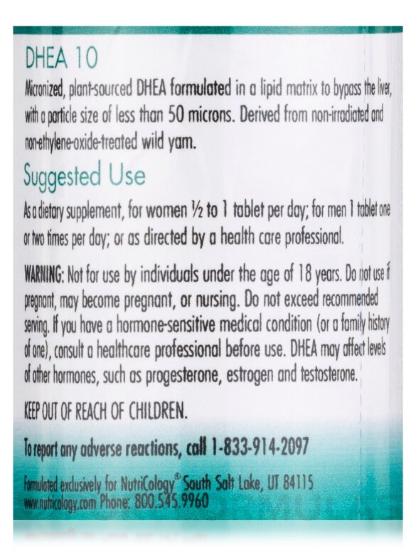 DHEA 10 mg Micronized Lipid Matrix - 60 Score Tablets - Alternate View 4