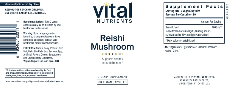 Reishi Mushroom 500 mg - 60 Vegetarian Capsules - Alternate View 4