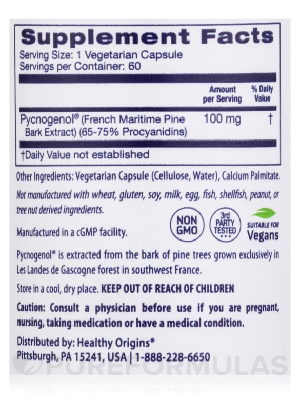 Pycnogenol® 100 mg - 60 Veggie Capsules - Alternate View 3