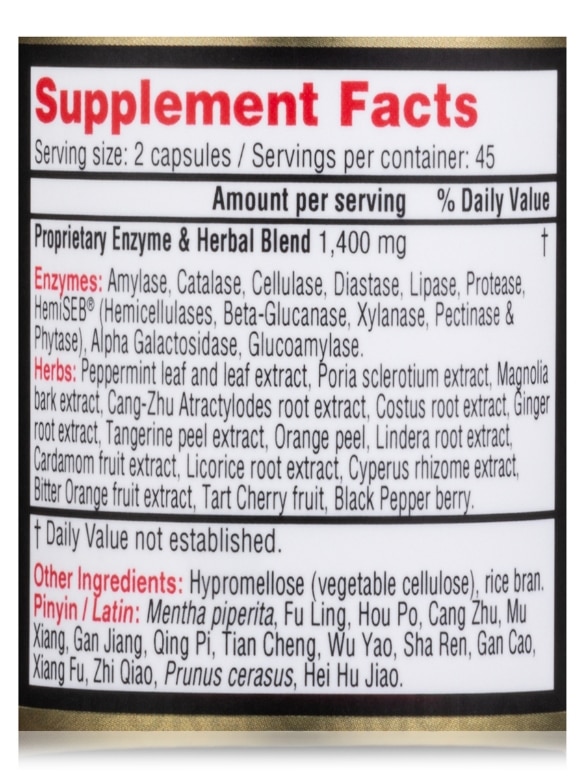 Chzyme™ (Enzyme and Herbal Supplement) - 90 Capsules - Alternate View 3