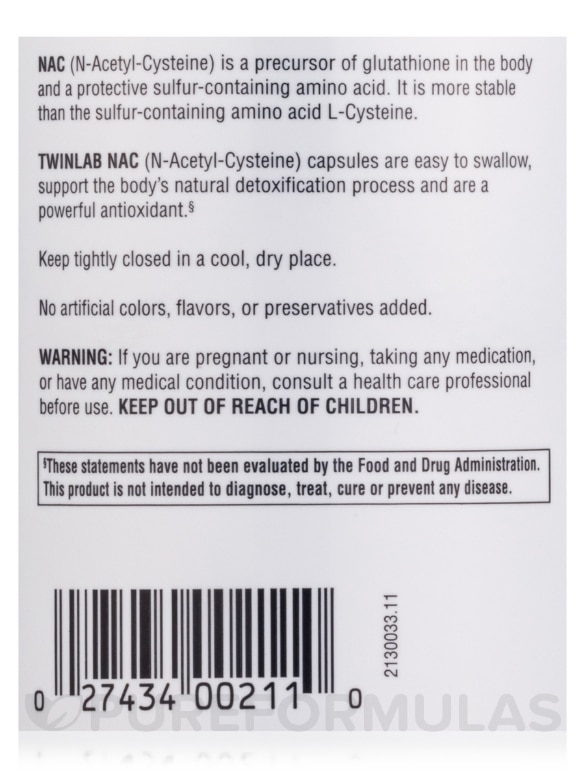 NAC (N-Acetyl-Cysteine) 600 mg - 60 Capsules - Alternate View 4