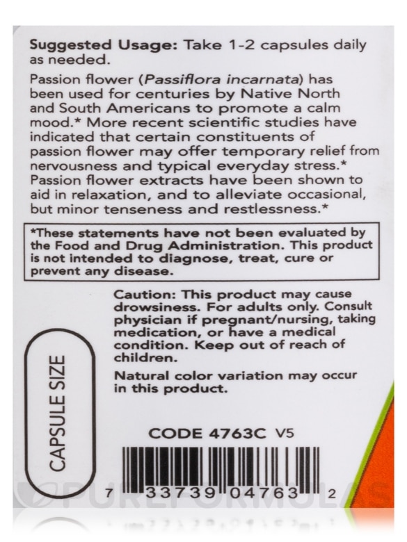 Passion Flower Extract 350 mg - 90 Vegetarian Capsules - Alternate View 4