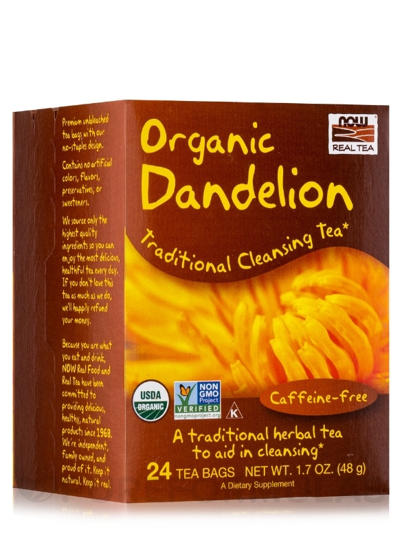 NOW® Real Tea - Organic Dandelion Cleansing Herbal Tea - 24 Tea Bags