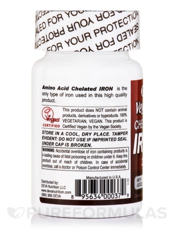 Vegan Chelated Iron 29 mg - 90 Tablets - Alternate View 2