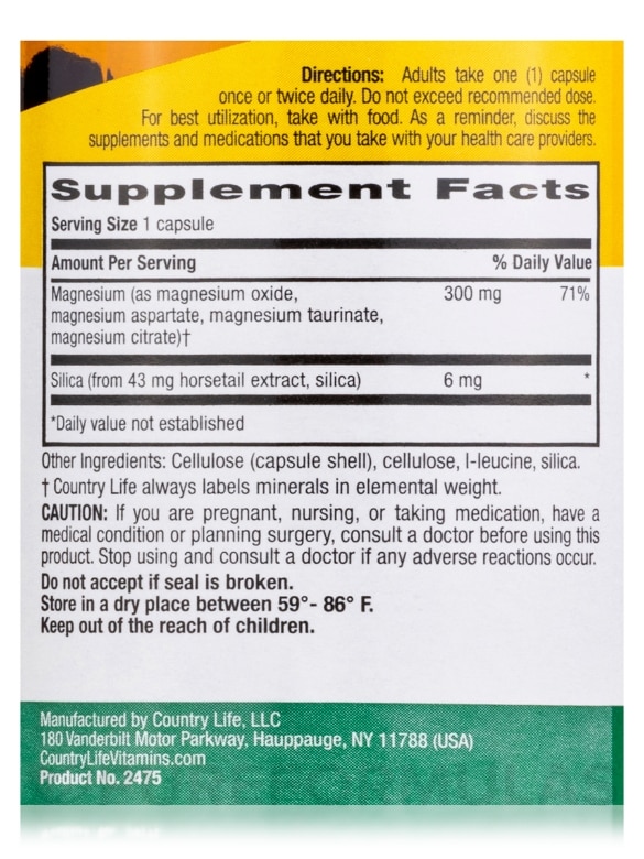 Target-Mins® Magnesium with Silica 300 mg - 120 Vegetarian Capsules - Alternate View 3