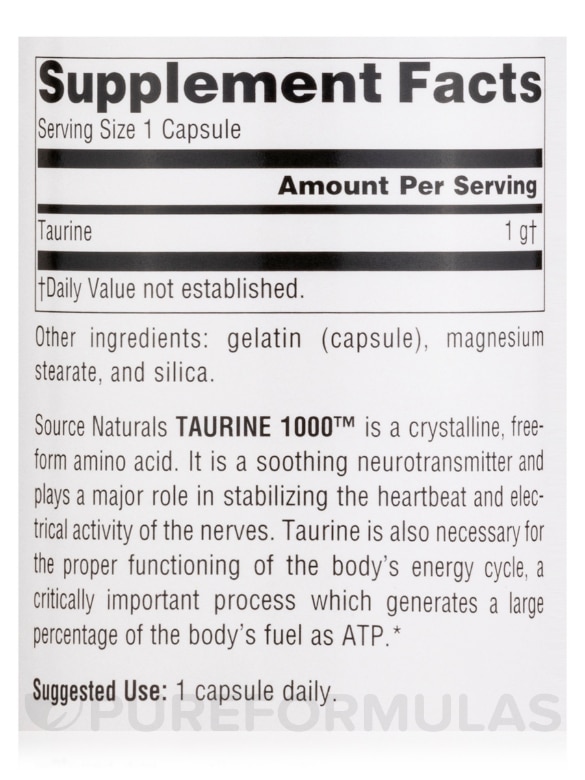 Taurine 1000™ - 240 Capsules - Alternate View 4