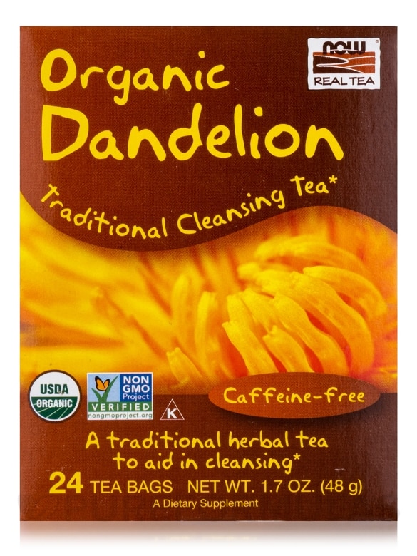 NOW® Real Tea - Organic Dandelion Cleansing Herbal Tea - 24 Tea Bags - Alternate View 1