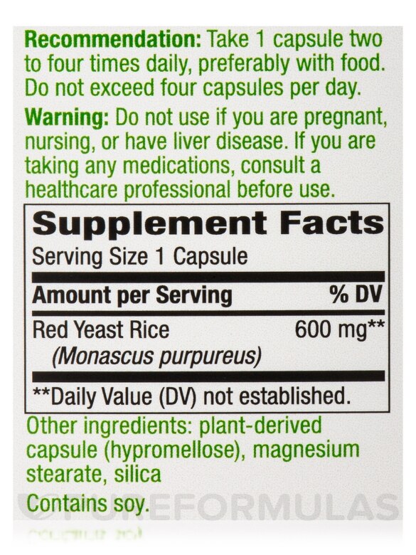Red Yeast Rice - 120 Vegan Capsules - Alternate View 4