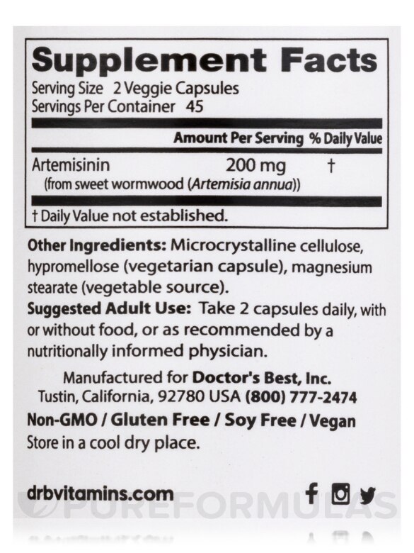 Artemisinin 100 mg - 90 Veggie Capsules - Alternate View 3