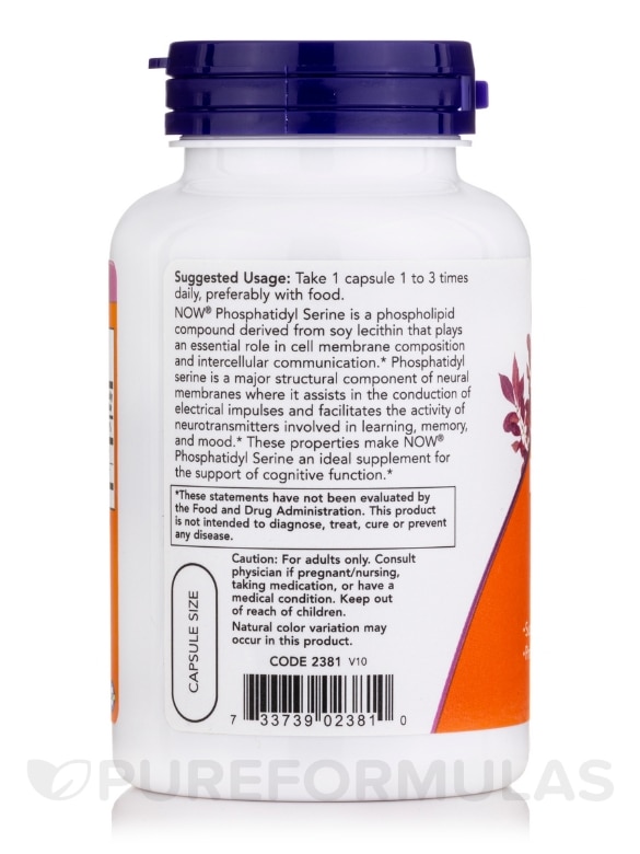 Phosphatidyl Serine 100 mg - 120 Veg Capsules - Alternate View 2