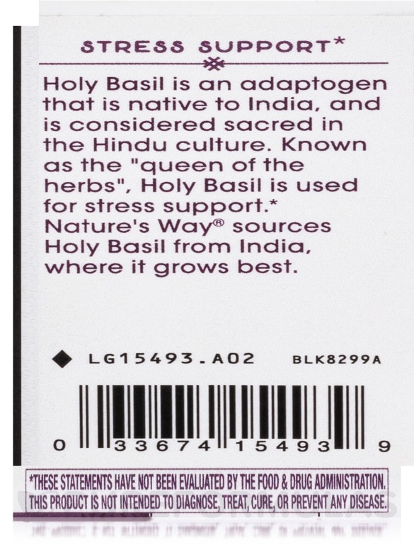 Holy Basil Standardized - 60 Vegetarian Capsules - Alternate View 6