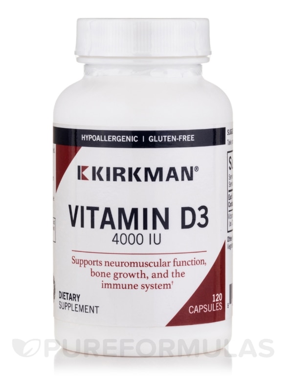 Vitamin D-3 4000 IU -Hypoallergenic - 120 Capsules