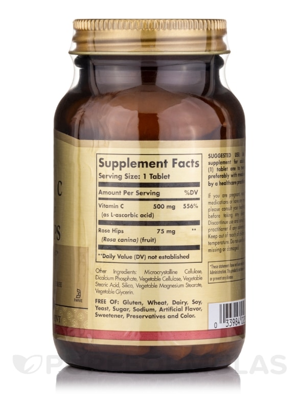 Vitamin C 500 mg with Rose Hips - 100 Tablets - Alternate View 1