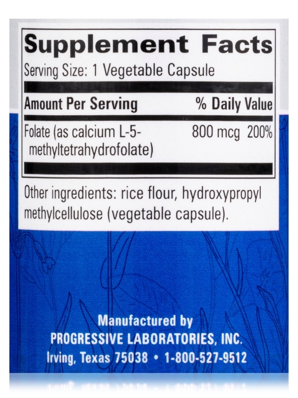 Methyl Folate - 60 Vegetable Capsules - Alternate View 3