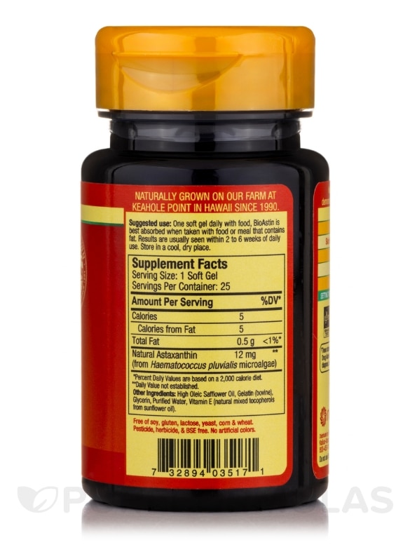 BioAstin® 12 mg - 25 Gel Caps - Alternate View 1