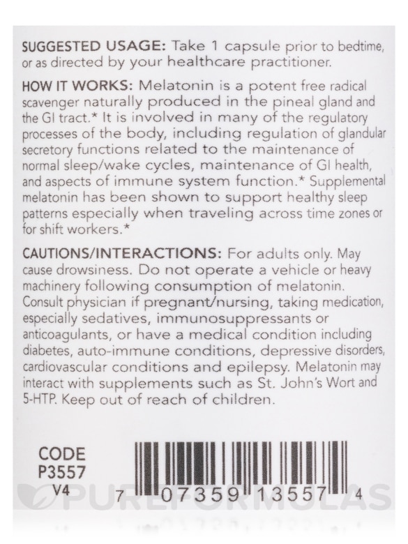 Melatonin 10 mg (Extra Strength) - 100 Veg Capsules - Alternate View 4