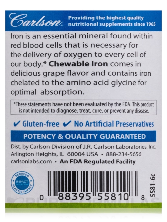 Chewable Iron 27 mg, Natural Grape Flavor - 60 Tablets - Alternate View 4