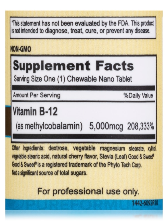 B12 Rapid Shot™ (Natural Cherry Flavor) - 60 Chewable Nano Tablets - Alternate View 4