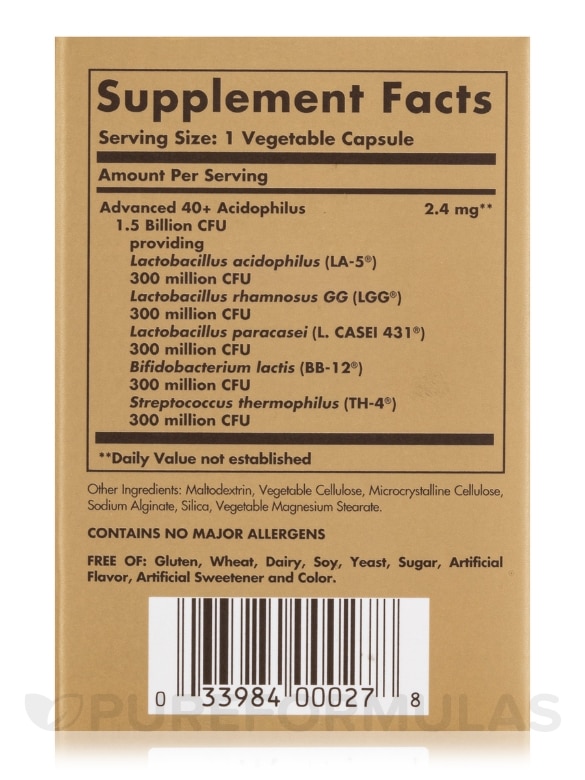 Advanced 40+ Acidophilus - 60 Vegetable Capsules - Alternate View 5