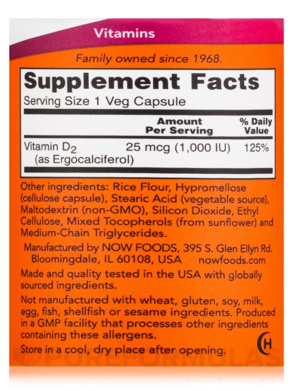 Vitamin D 1000 IU - 120 Vegetarian Capsules - Alternate View 3