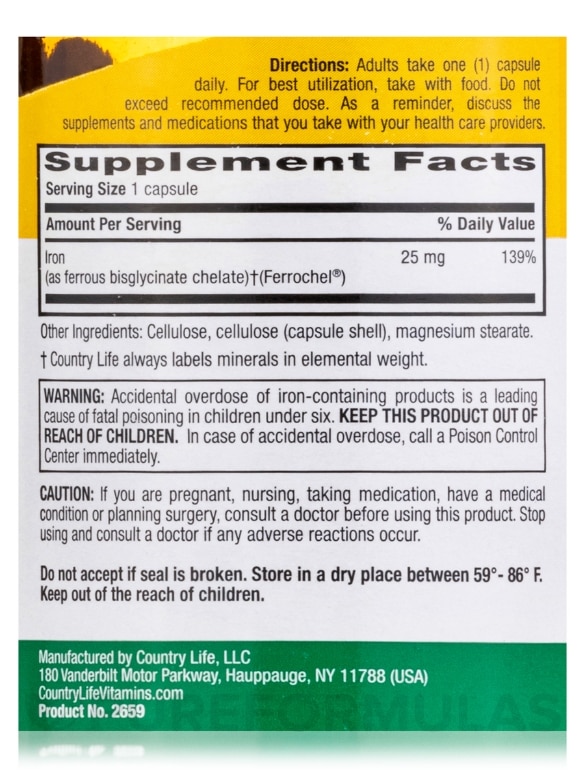Easy Iron 25 mg - 90 Vegetarian Capsules - Alternate View 3
