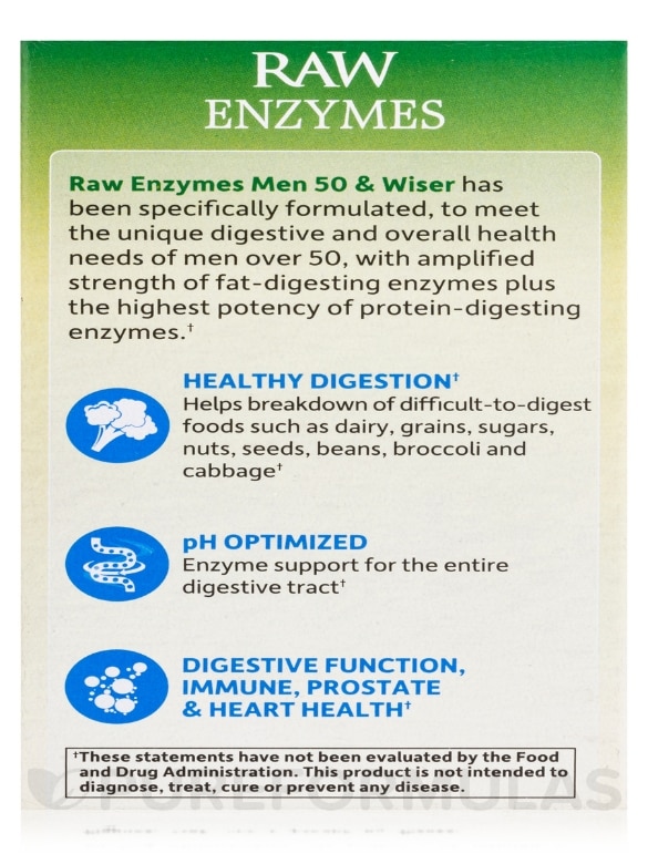 Raw Enzymes™ Men 50 & Wiser - 90 Vegetarian Capsules - Alternate View 9
