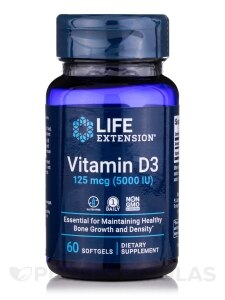 Vitamin D3 5,000 IU - 60 Softgels - Life Extension | PureFormulas