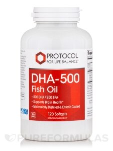 DHA-500 (500 DHA / 250 EPA) - 120 Softgels - Protocol for Life Balance ...