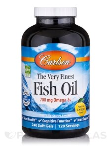 The Very Finest Fish Oil 700 mg, Natural Lemon Flavor - Carlson Labs ...