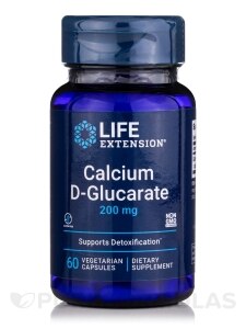 Calcium D-Glucarate 200 mg - 60 Vegetarian Capsules - Life Extension ...