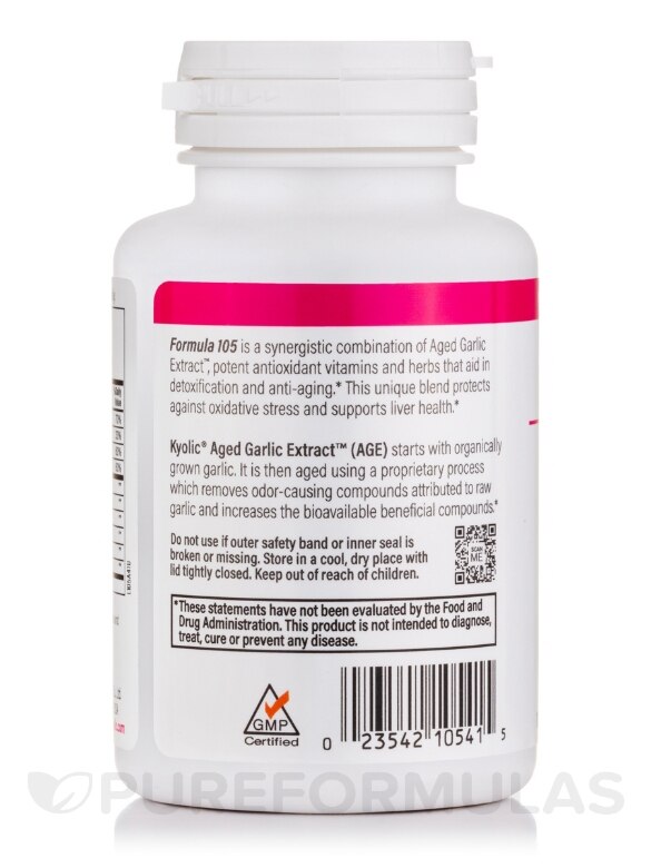 Kyolic® Aged Garlic Extract™ - Detox and Antiaging Formula 105 - 100 Capsules - Alternate View 2