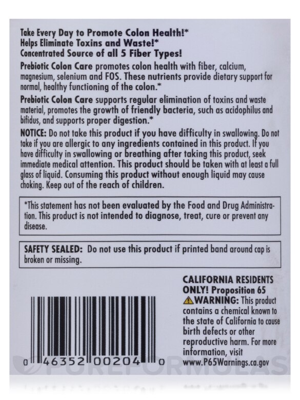 Prebiotic Colon Care Formula - 12 oz (340 Grams) - Alternate View 4