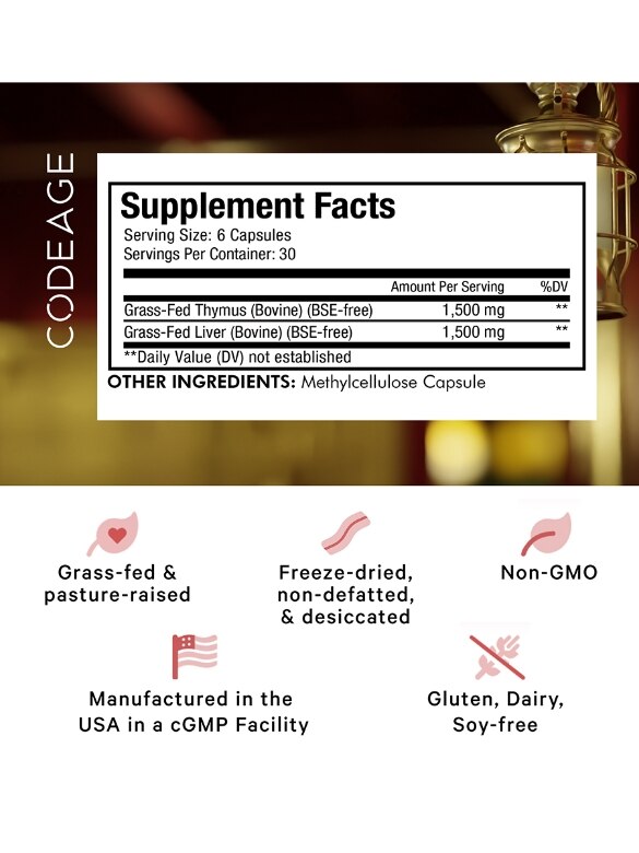 Codeage Beef Thymus - 180 Capsules - Alternate View 1