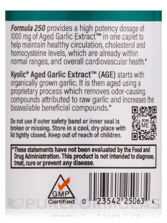 Kyolic® Aged Garlic Extract™ - Cardiovascular Health One Per Day - 30 Caplets - Alternate View 4